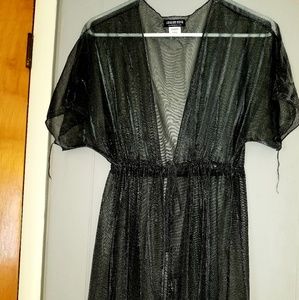 Women's Metallic grey see-through robe